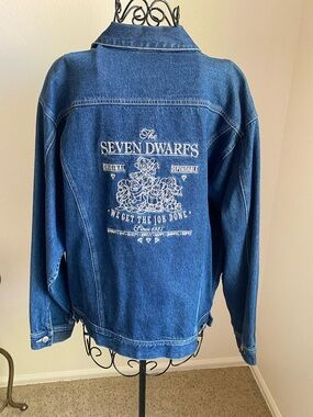 Disney Seven Dwares Denim Jacket in Blue with White Label Graphic